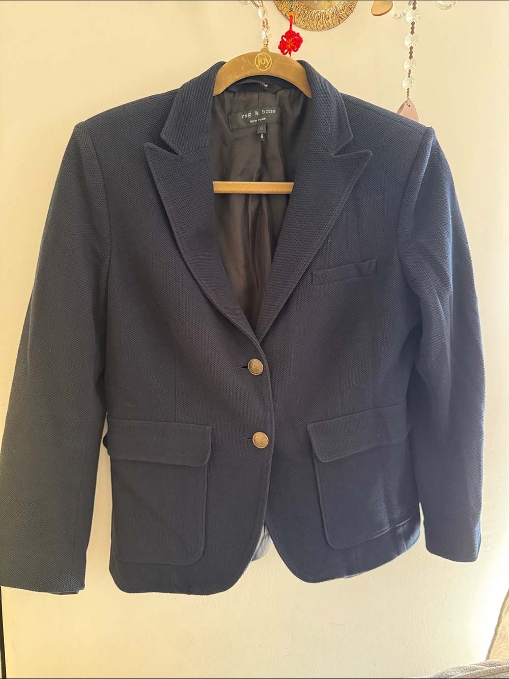 Rag & Bone Navy Blue Blazer Size 6 100% Cotton EUC Fully Lined